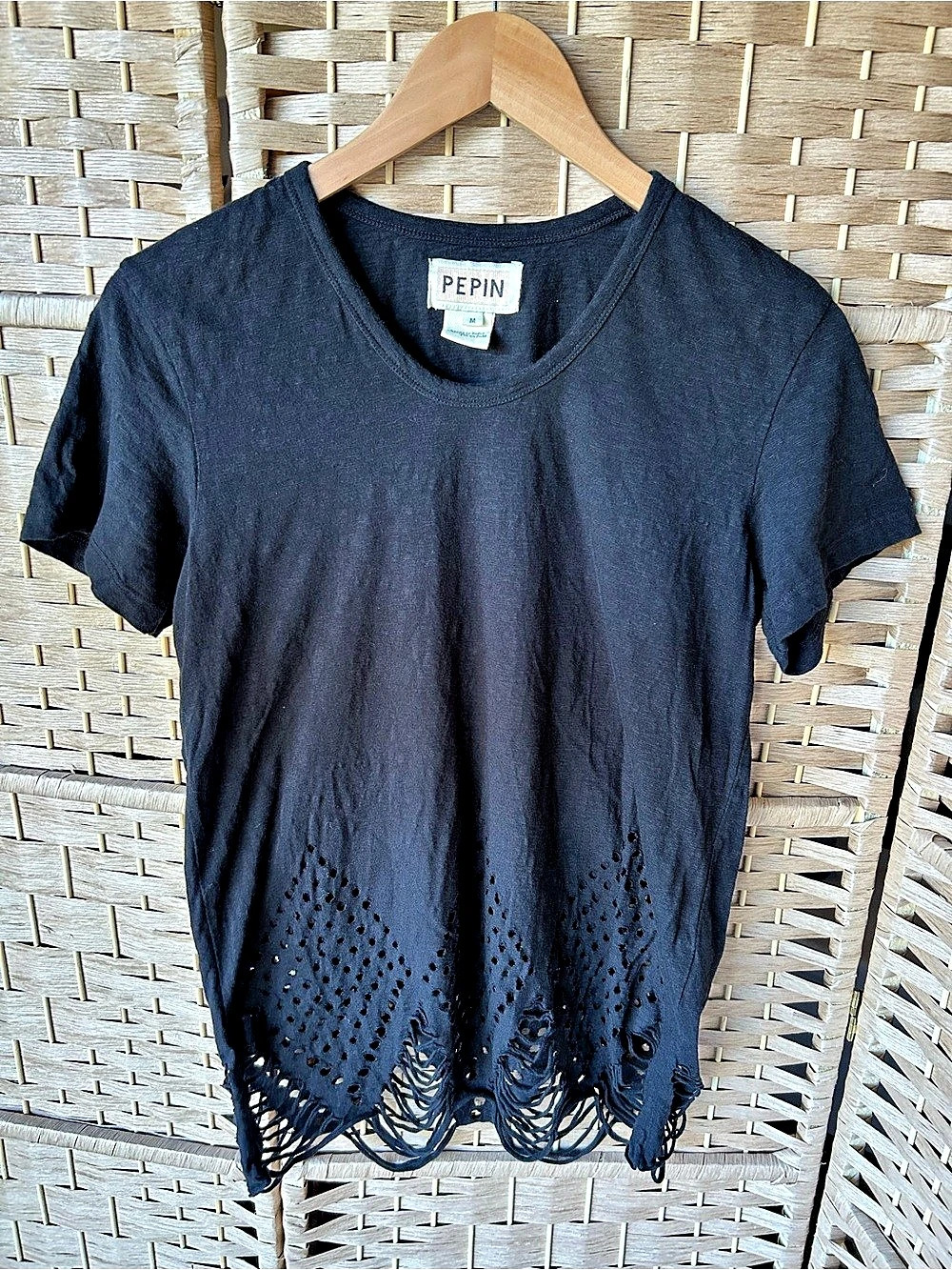 Pepin for Anthropologie Echo Laser Cutout Classic Short Sleeve Tee